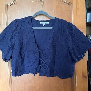 Torrid Belle Isle Crop Top 2x Eyelet Navy Blue